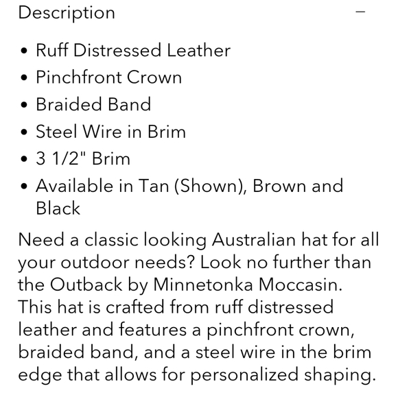 NWT Unisex Minnetonka The Outback Leather Hat - Picture 8 of 9